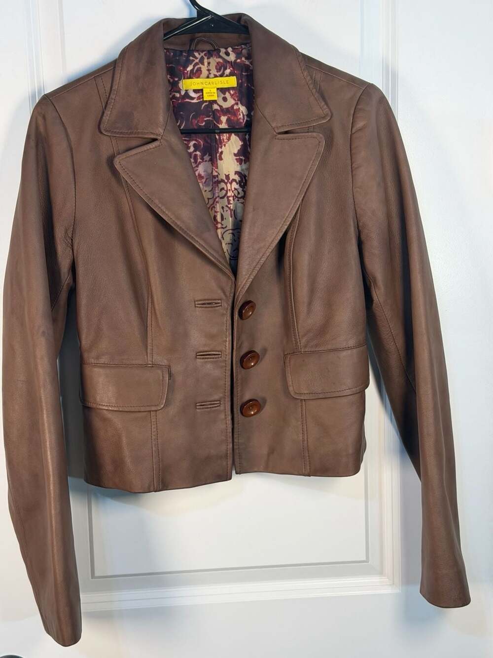 John Carlisle Women's Brown Leather Blazer Jacket Size S